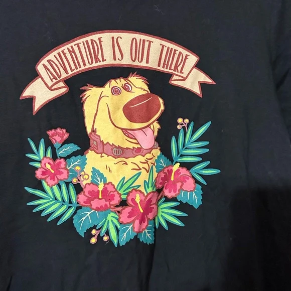 Disney Pixar Up Dug Floral Adventure is Out There Tee Shirt - Picture 2 of 3